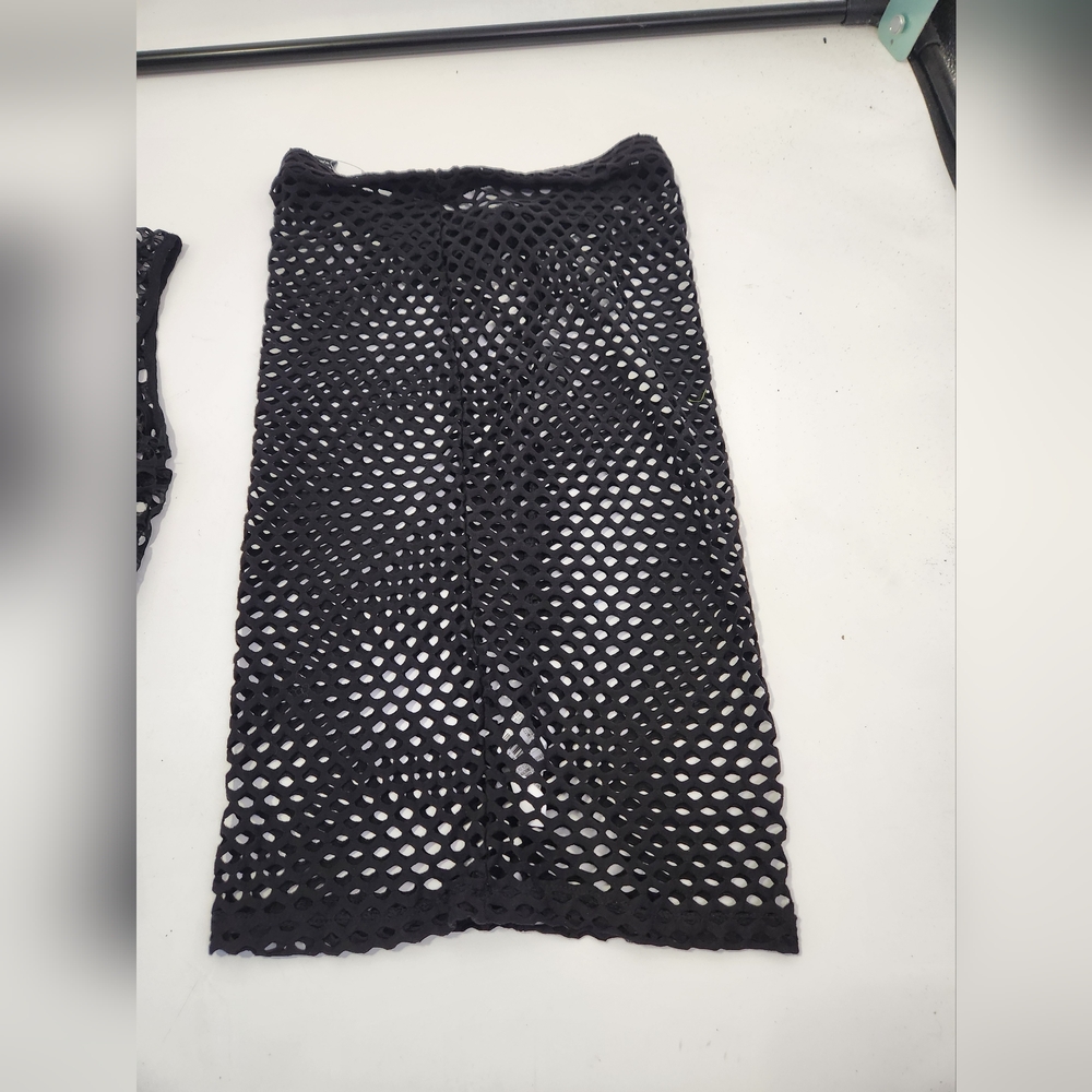 Black Fishnet Two-Piece‎ Set - Picture 3 of 5